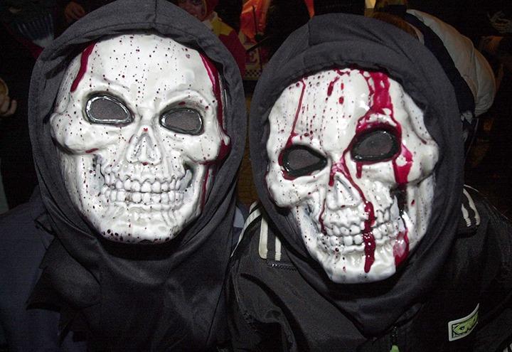 Pictured  at the Fright Night held in the Sheffield City centre for Halloween. Seen, from left, Joseph Ward and Bradley Banks, October 31, 2001