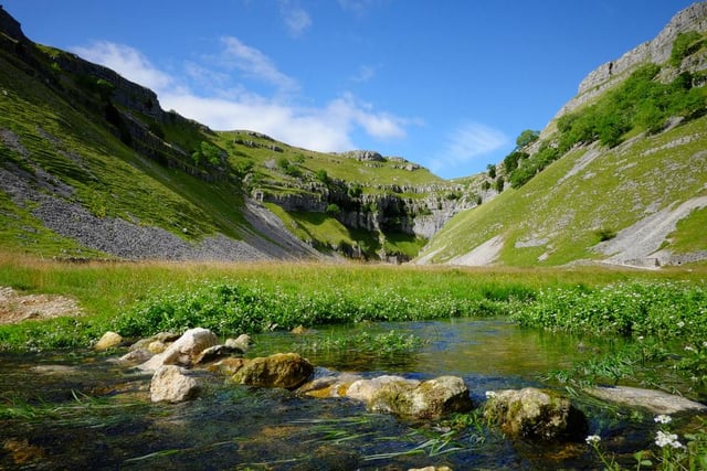 If you’re willing to travel a little further afield, this excellent circular walk takes in Gordale Scar, Janet’s Foss, Malham Tarn and Malham Cove, and just over eight miles in length.