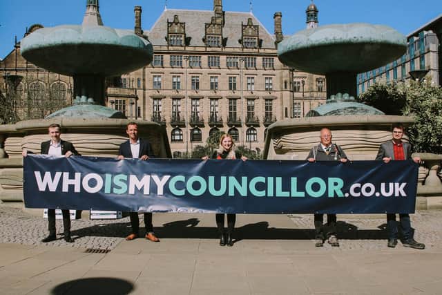 Candidates from various parties outside Sheffield Town Hall. Who Is My Councillor has gone live with this year’s local election candidate information, helping voters compare their policies, priorities, parties and ideas.