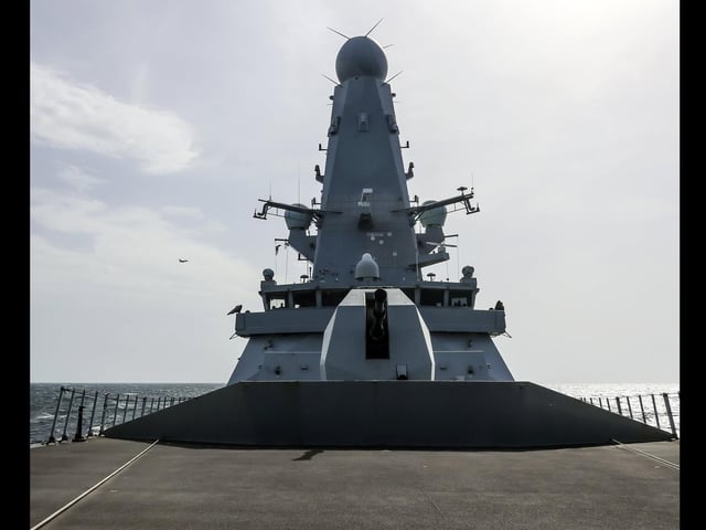 RAF Typhoons conduct air maritime integration manoeuvres in the Black Sea linking up with HMS Dragon.