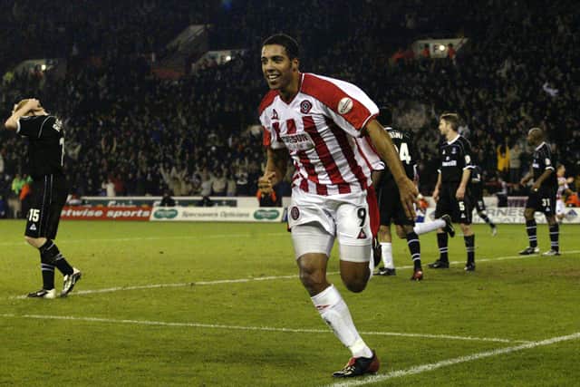 Carl Asaba celebrates a goal for Sheffield United: Michael Steele/Getty Images