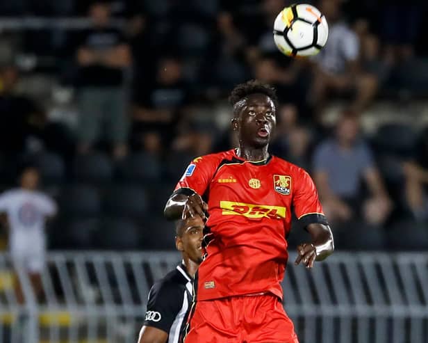Abdul Mumin of Nordsjaelland goes for a header during the UEFA Europa League Third Round Qualifier Second Leg match between Partizan and Nordsjaelland at stadium FK Partizan on August 16, 2018 in Belgrade, Serbia. (Photo by Srdjan Stevanovic/Getty Images)