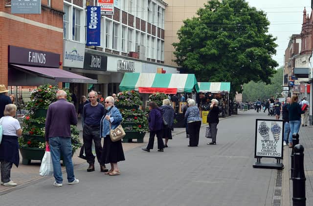 Shoppers return to Chesterfield town centre.