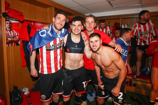 Chris Basham, John Egan, Sander Berge and George Baldock of Sheffield United are preparing for the Premier League: Simon Bellis / Sportimage