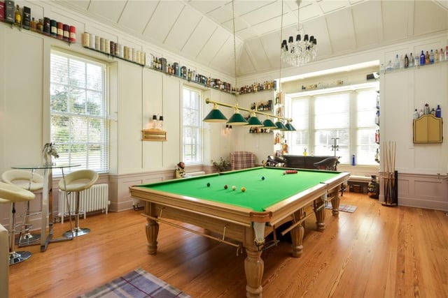 Straloch House Estate in Aberdeenshire is on the market for offers over £2,950,000. 
This house has three public rooms, 15 bedrooms, a Billiard Room and a gym.