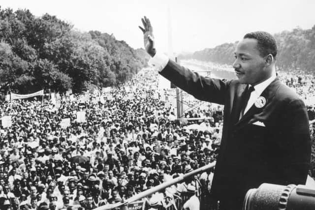 Martin Luther King addresses crowds during the March On Washington at the Lincoln Memorial, Washington DC, where he gave his 'I Have A Dream' speech (Photo by Central Press/Getty Images)