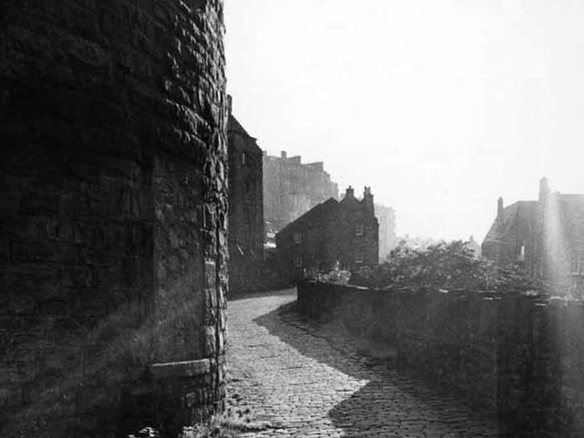 Shafts of light at Dean Village on the Water of Leith.