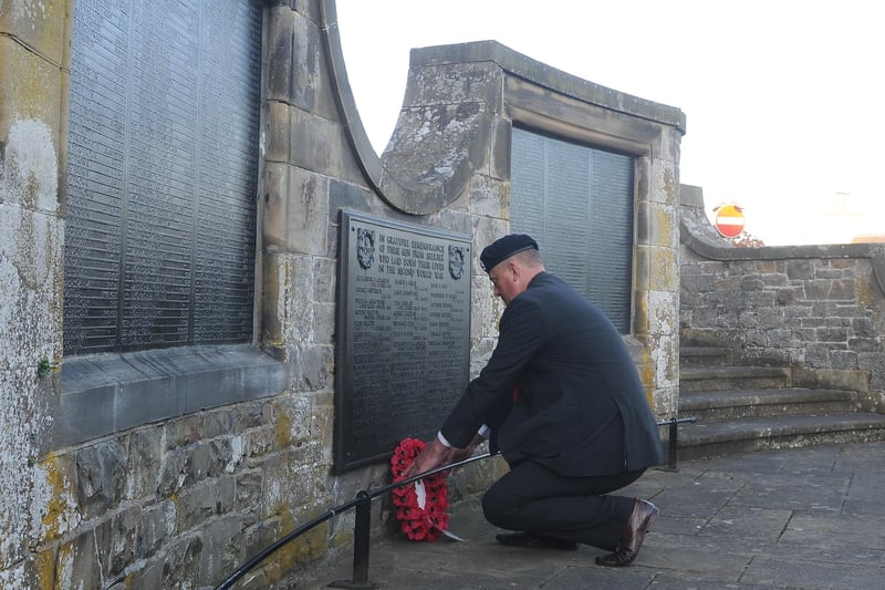 The chairman of Selkirk Ex Soldiers Association, Stuart Lunt, lays a wreath at 5.30am.