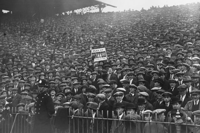A section of the huge crowd at the FA Cup semi-final between Manchester City and Manchester United at Hillsborough in March 1926.