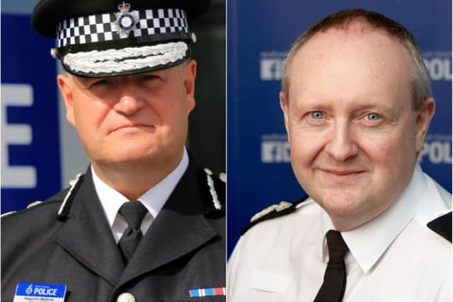 L-R: Chief Constable Stephen Watson and Deputy Chief Constable Mark Roberts are both set to leave South Yorkshire Police