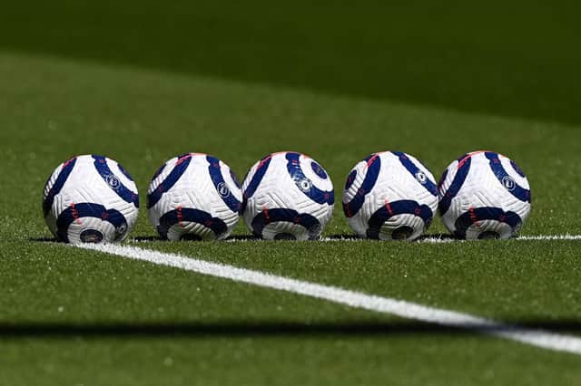 Premier League match balls. (Photo by Facundo Arrizabalaga - Pool/Getty Images)