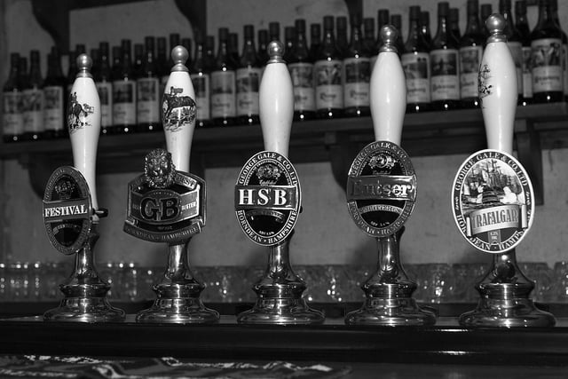 Gales Brewery at Horndean 3rd October 2003. Gales badges on beer pumps. Picture: David Garvey 033382-10