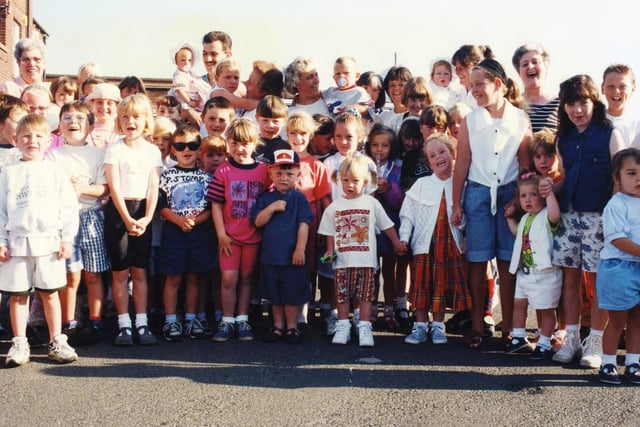 Young trippers gather in the Prince of Wales car park before their day trip to Flamingoland. Were you among them?