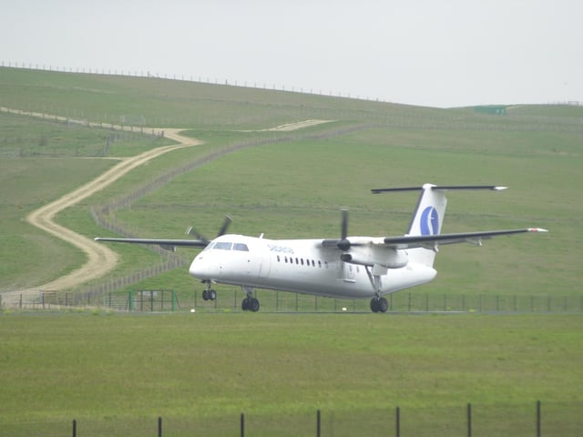 A Sabena aircraft leaves Sheffield City Airport