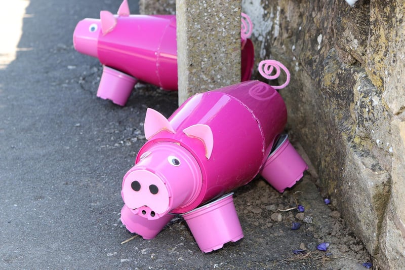 These  ingenious pig sculptures caught the eye of our photographer.