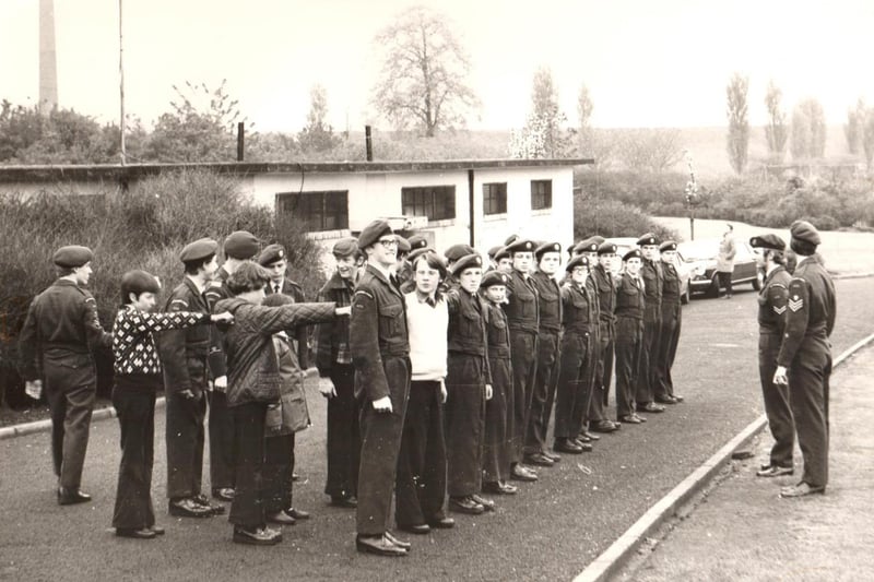 Members of Falkirk 470 Squadron get busy with some drill in Bellsmeadow
