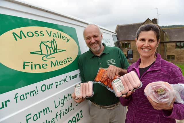 Stephen and Karen Thompson's Povey Farm - which sells pork from pigs bred on-site through its Moss Valley Fine Meats butchery - has been shortlisted for UK Pig Farmer of the Year at the Farmers Weekly Awards. Picture: Brian Eyre.