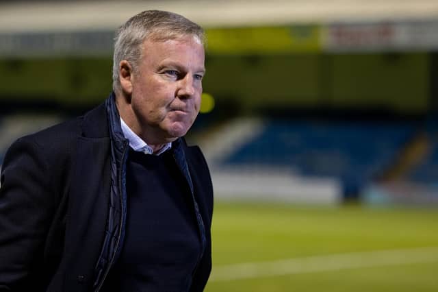 Portsmouth Manager Kenny Jackett interviewed at full time during the EFL Sky Bet League 1 match between Gillingham and Portsmouth at the MEMS Priestfield Stadium, Gillingham, England on 20 October 2020.