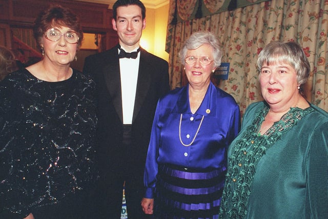 An Arthritis Research charity dinner held in 1999, from left Margaret Maxfield, Andrew Maxfield, Margaret Bridgwater, Judith Sandford.