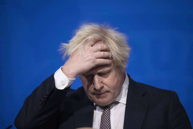 Prime Minister Boris Johnson during a media briefing in Downing Street, London, on coronavirus (Covid-19). Picture date: Saturday November 27, 2021.