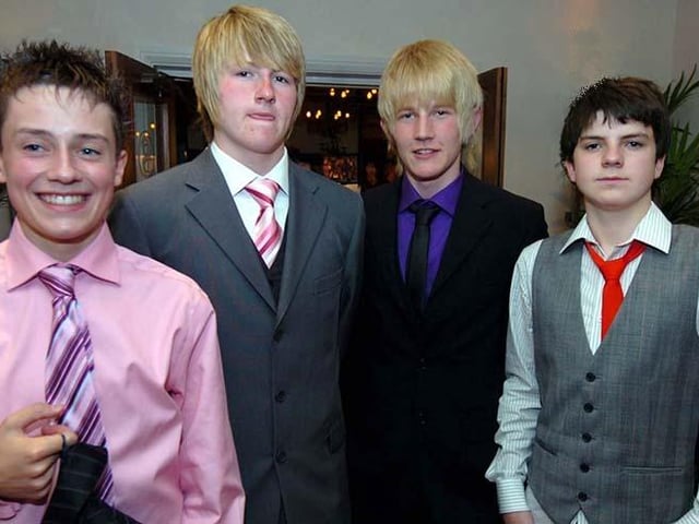 Alex Whitehead, Adam Howarth, Robert Bradshaw and Ethan Brown at the Wisewood School prom on June 24, 2008