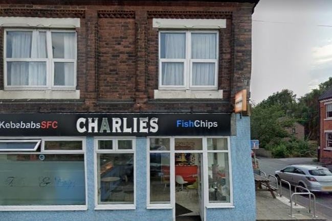 Charlies Chippy come in at 11th place in our readers' list of favourite chippies in Derbyshire. You will find them at, 4 Lowgates, Staveley, S43 3TR.