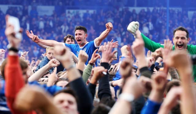 Enda Stevens won the League Two title in his final Pompey appearance in May 2017. Picture: Joe Pepler/Digital South