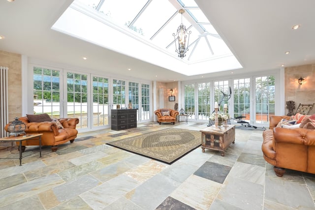 This huge five-bedroom Portsdown Hill home in Portsmouth is up for raffle. Pictured is the property's 7.39m x 6.4m detached orangery.