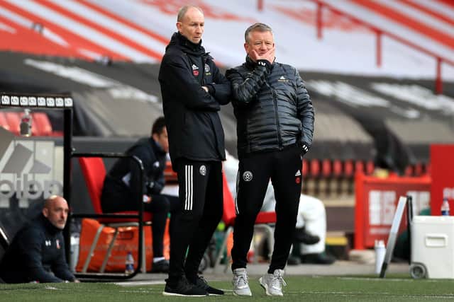 Sheffield United manager Chris Wilder and his assistant manager Alan Knill: Mike Egerton - Pool/Getty Images