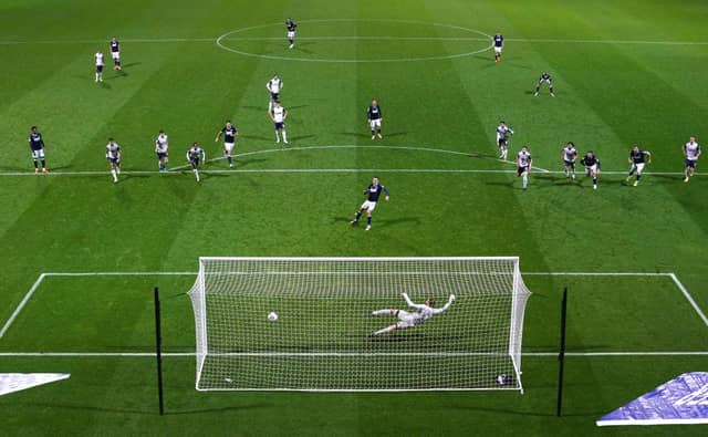 Millwall's Jed Wallace scores a penalty against Preston North End. (Photo by Jan Kruger/Getty Images)