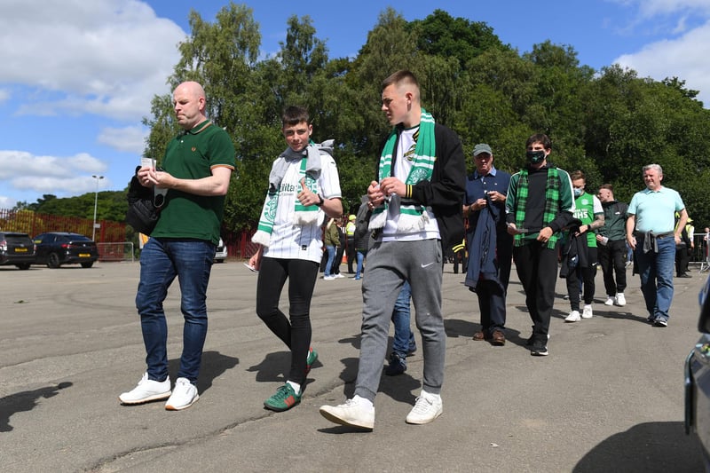 Hibs supporters make their way into Fir Park