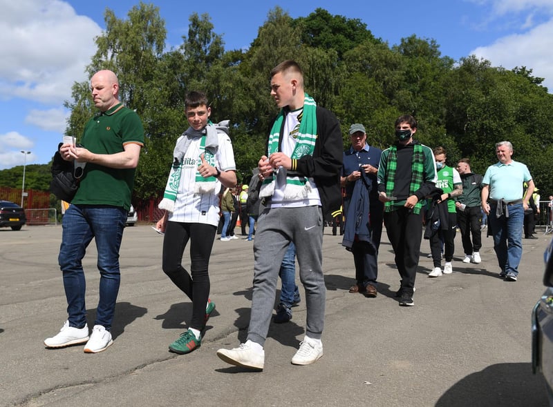 Hibs supporters make their way into Fir Park