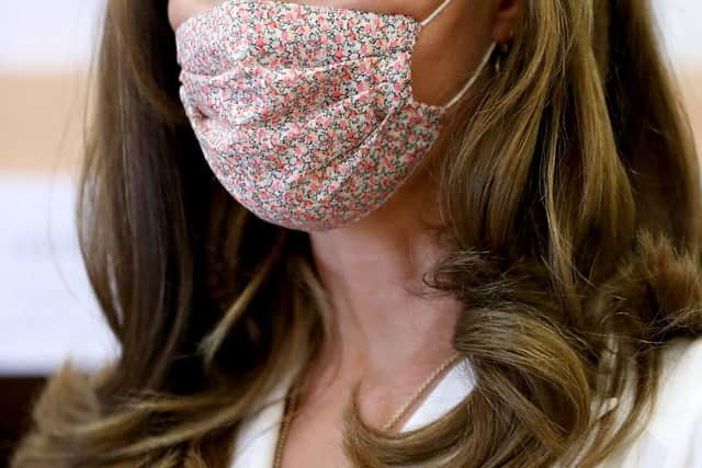 The Duchess of Cambridge, wearing a face mask