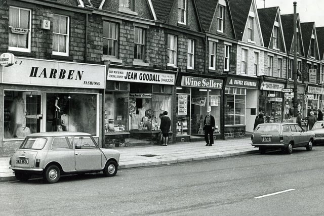 Shops on Middlewood Road, Hillsborough, in 1977
