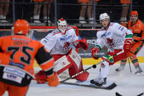 Cardiff Devils' Ben Bowns in action against Sheffield Steelers. Picture: Dean Woolley