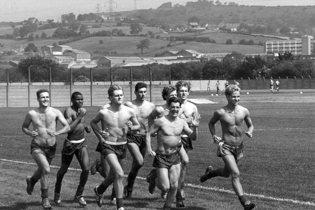 Wednesday players in pre-season training in July 1987.