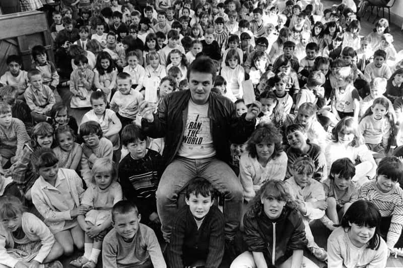 A June 1986 memory showing Hebburn Bedewell Junior School pupils handing over money raised for Sport Aid to Matthew Nickland, who was the organisation's area representative. Does this bring back happy memories?
