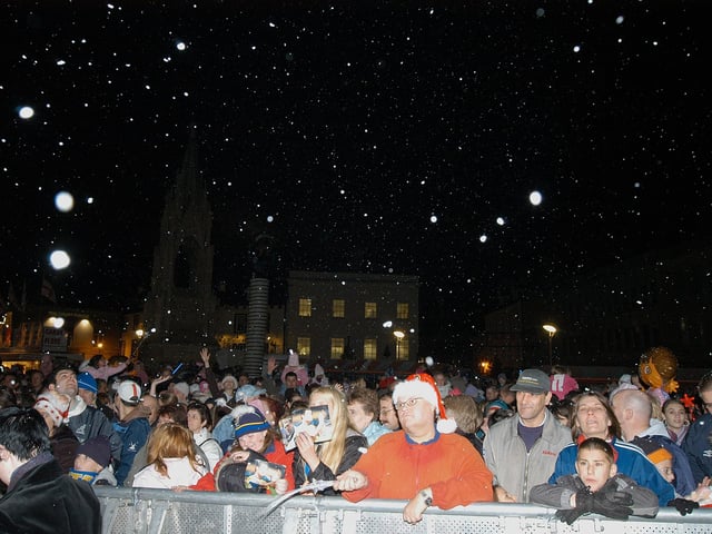 Mansfield Christmas Light switch on. 
Snow fell on the market place to bring festive cheer to the crowd.