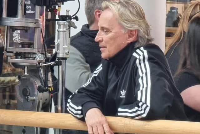Robert Carlyle during filming.