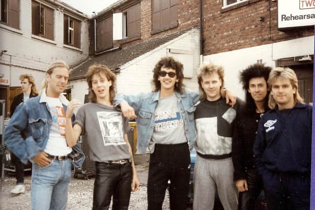 The Alarm outside Attercliffe’s Take Two, a Sheffield music venue that opened in 1986