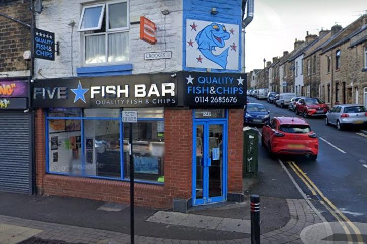 Five Star Fish Bar, on 249 Crookes, has a 4.6 out of 5 star rating, with 323 reviews on Google. A customer wrote: "I have come here for years! People are friendly and the food is DELICIOUSSSSS, I have never had anything bad from here and one of the best fish and chip shops in Sheffield by far!!!!"