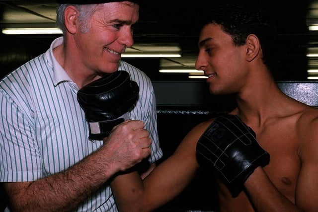 A young Naseem Hamed training at Brendan Ingle's gym in 1992