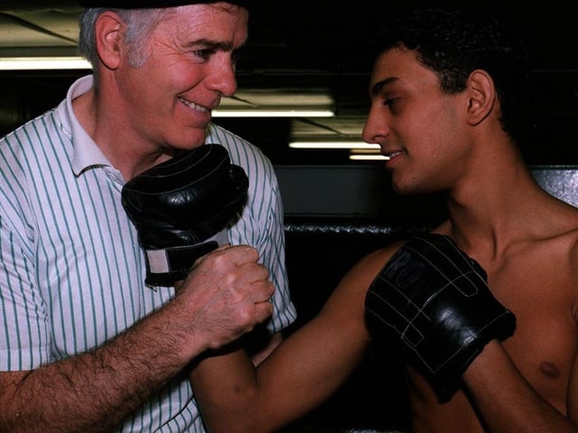 A young Naseem Hamed training at Brendan Ingle's gym in 1992