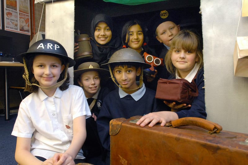 These pupils stepped back in time to take a look at wartime Britain in this photo from 2007. The students pictured were taking part in a nationwide project on poetry.