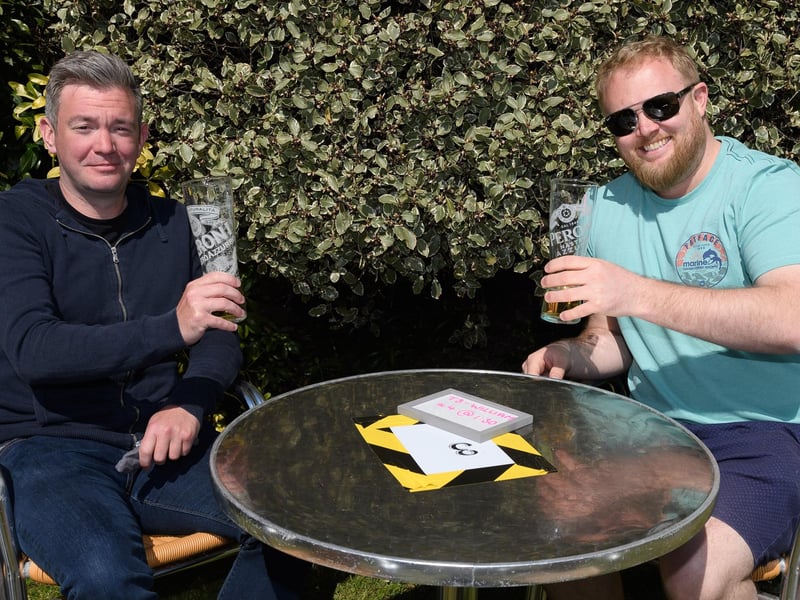 Pictured is: Jon Ginty and Rob Lisle in The Anglesey Hotel garden, Alverstoke.
Picture: Keith Woodland (240421-5)