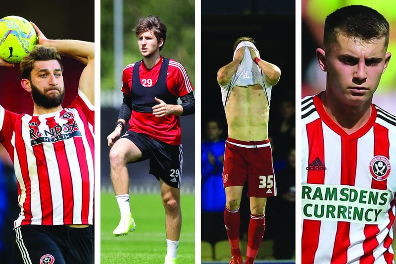 Charlie Goode, Panos Retsos, Dean Hammond and Ben Woodburn during their respective Sheffield United careers