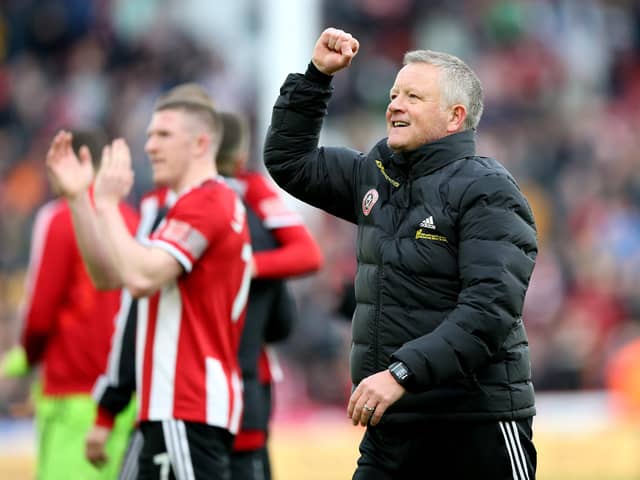 Chris Wilder, manager of Sheffield United celebrates after their victory in the Premier League match between Sheffield United and Norwich City at Bramall Lane: Nigel Roddis/Getty Images