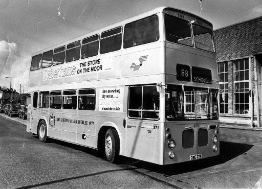 A Sheffield bus painted silver to mark the Queen's Jubilee in 1977
