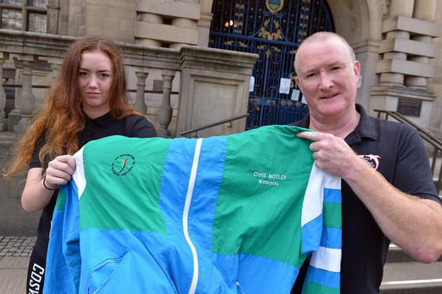 Ponds Forge clubs officially launching their campaign to reopen at the Town Hall. Chris and Anna Motley waterpolo team members.