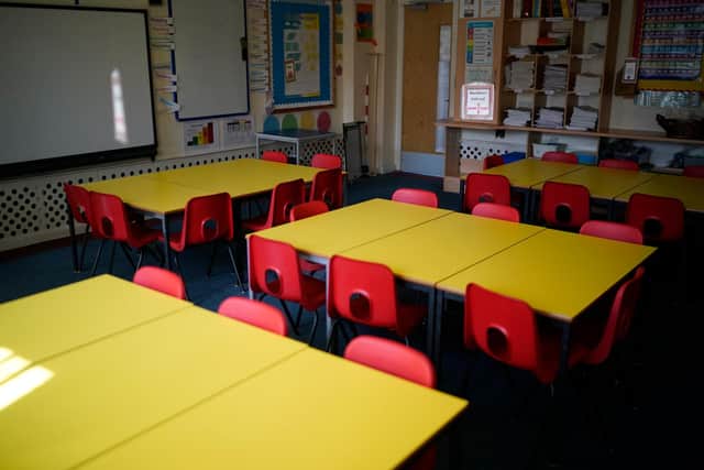 A classroom lays dormant. (Photo by Christopher Furlong/Getty Images)